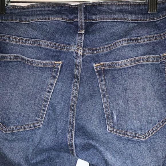 Gap Girlfriend Jeans Womens 8R Distressed Mid-Rise Dark Wash Denim Casual Pants - Picture 8 of 12